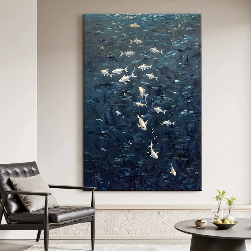 The Depth of Stillness Blaue Wandkunst