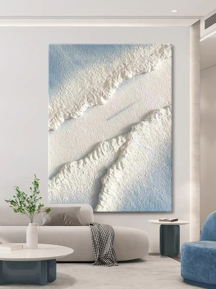 Blue Water White Sand Type of Beach Textured Painting