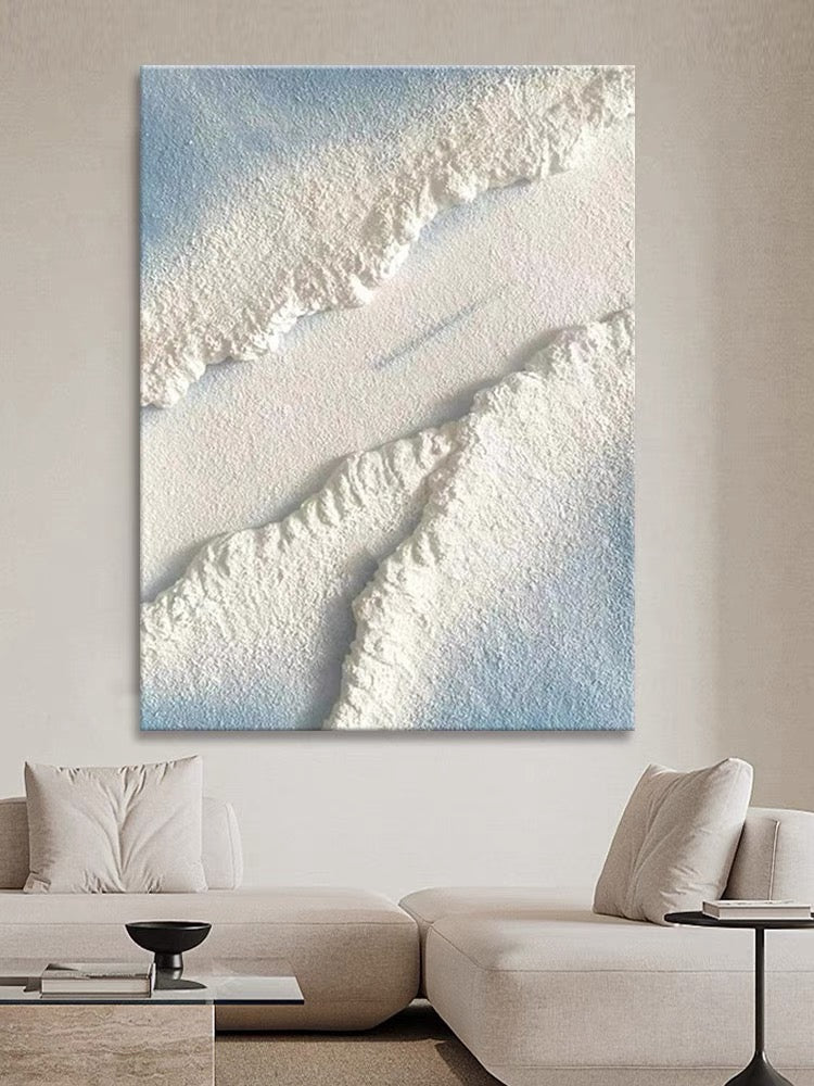 Blue Water White Sand Type of Beach Textured Painting