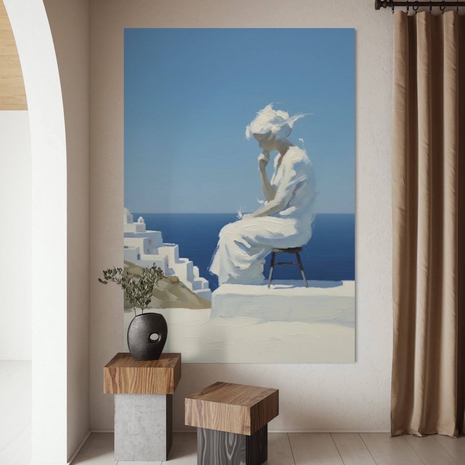 Suspended in Thought Blaue Wandkunst