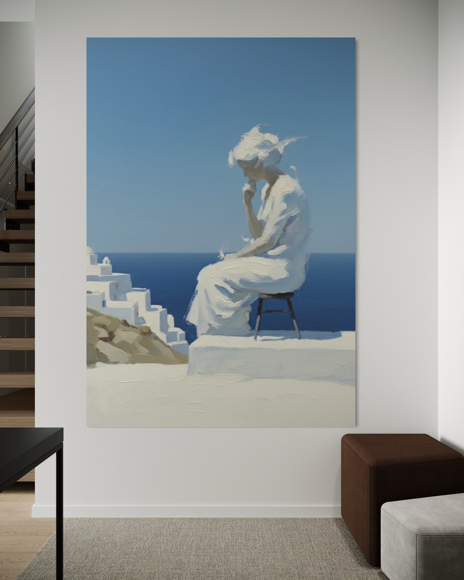 Suspended in Thought Blaue Wandkunst