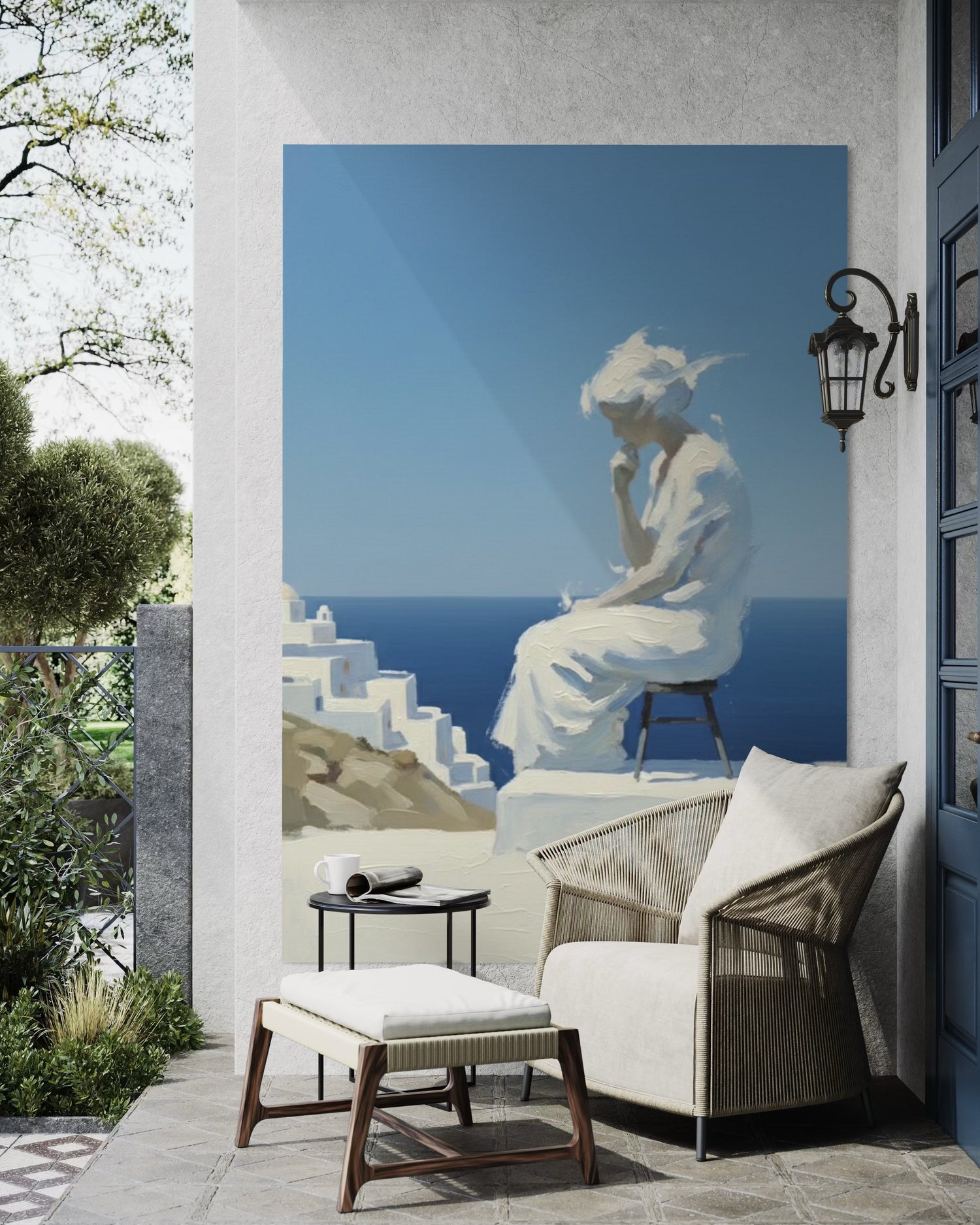 Suspended in Thought Blaue Wandkunst