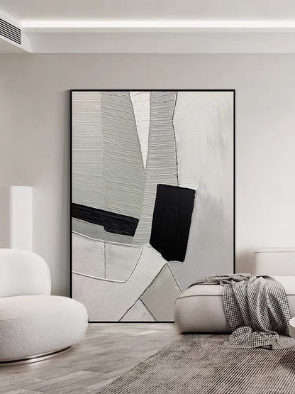 Grey Black and White Textured Painting