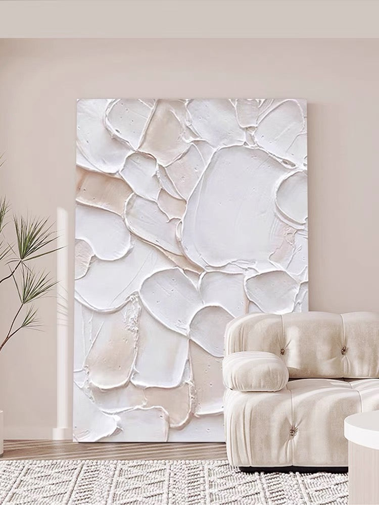 White and Pink Patches Style Textured Wall Art