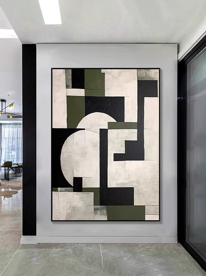 Green Geometry Abstract Art - Hand Painting