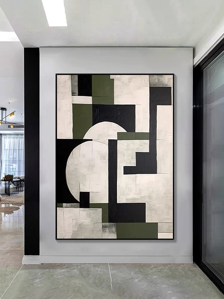 Green Geometry Abstract Art - Hand Painting Dipinti più venduti