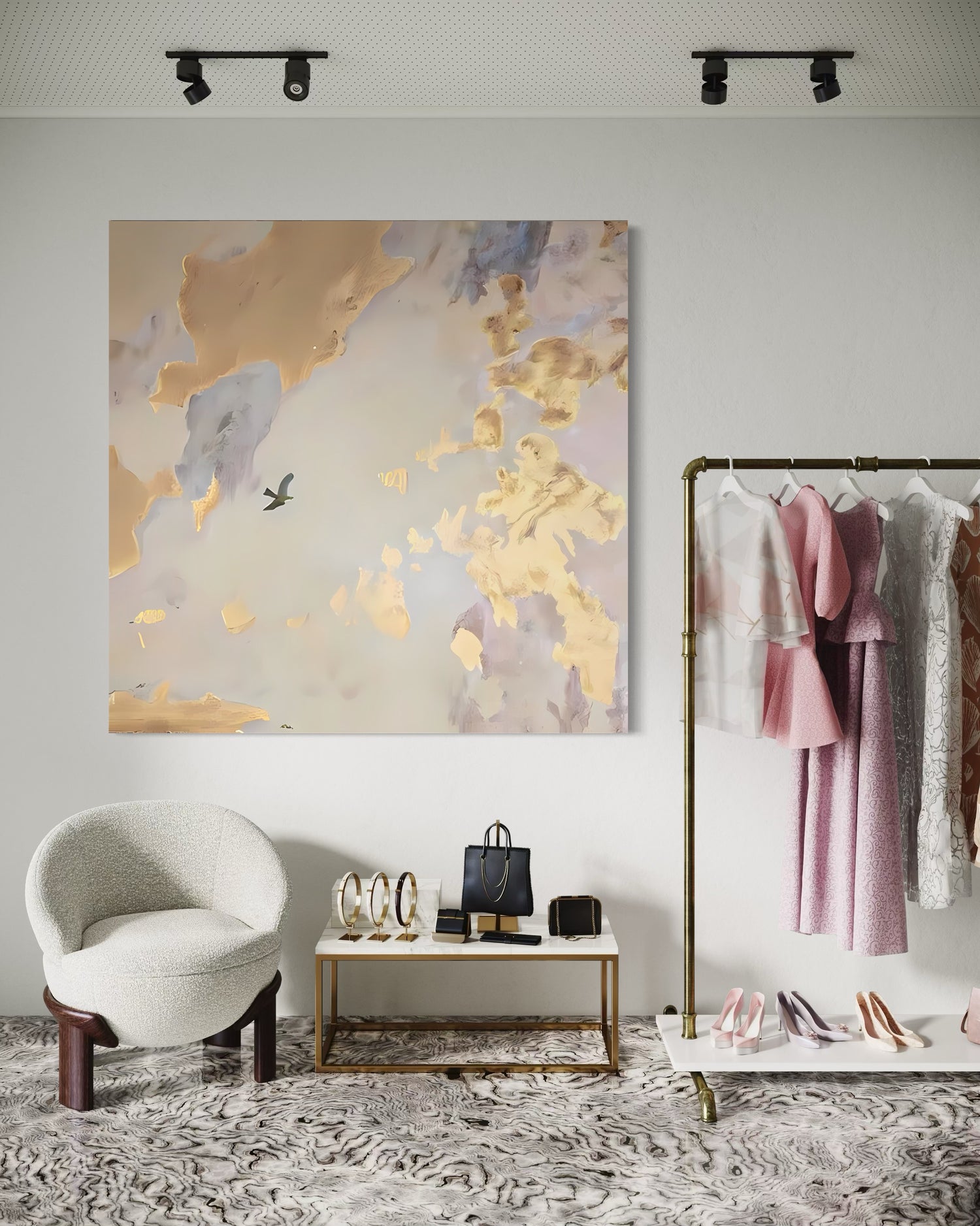 Lavender Skies and Soaring Wings hand-painted wall art by Kline Collective, perfect for enhancing any living space.