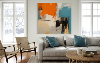 Molten Fury 2 hand-painted wall art by Kline Collective, vibrant colors enhancing living space ambiance.