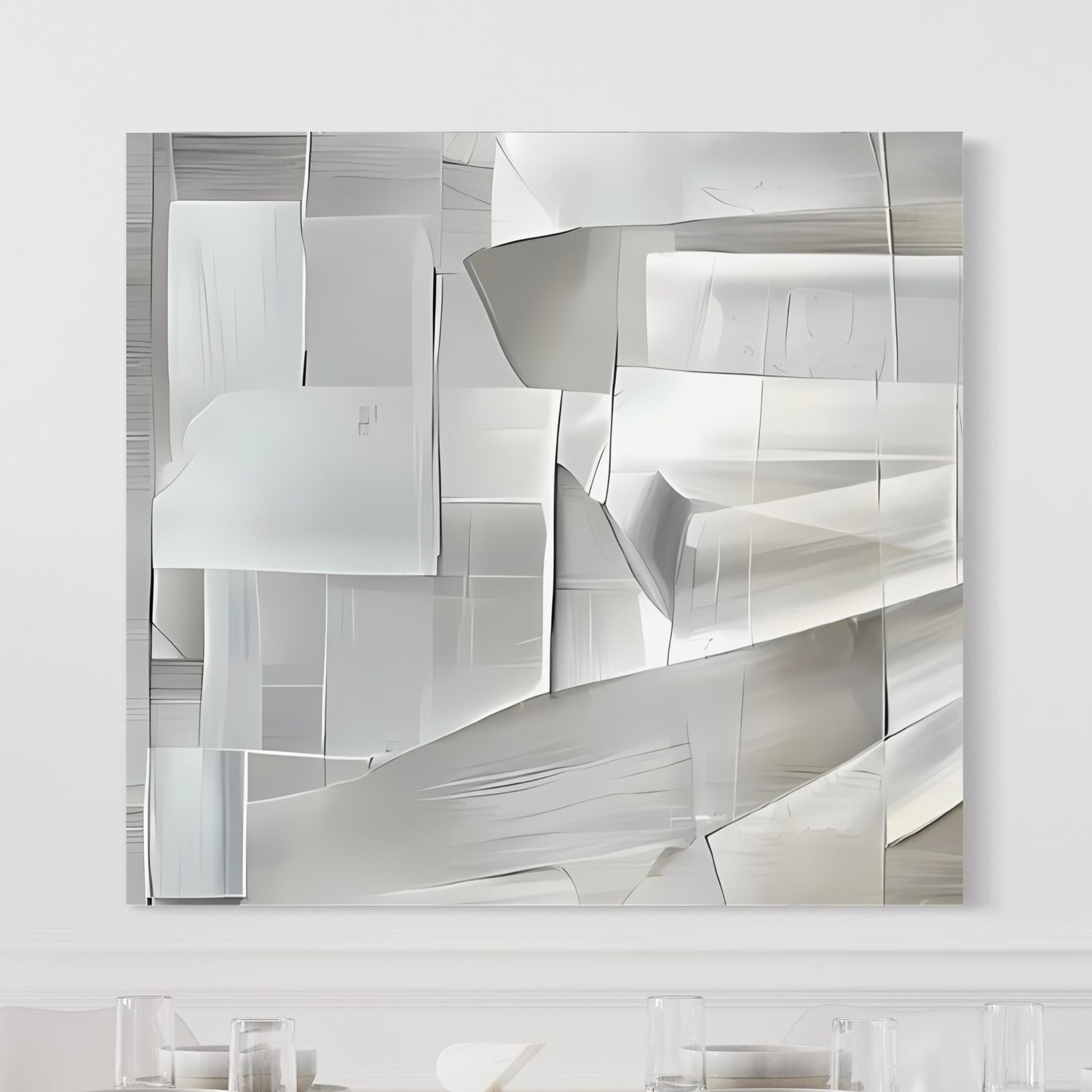 Hand-painted modern wall art by Kline Collective® featuring polished lines on museum quality canvas.