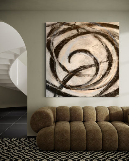 Hand-painted abstract wall art by John Rey U, adding vitality to modern living spaces with non-toxic acrylics.