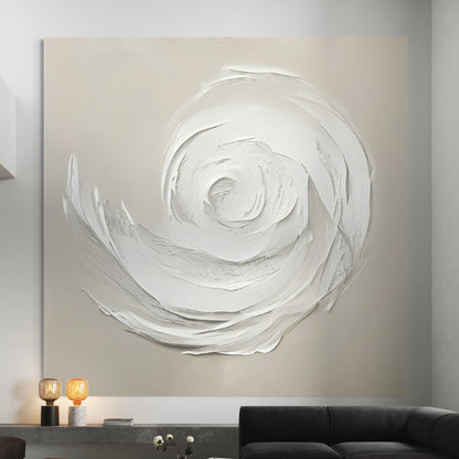 Hand-painted spiral wall art by John Rey U, featuring non-toxic acrylic on canvas, curated by Kline Collective.