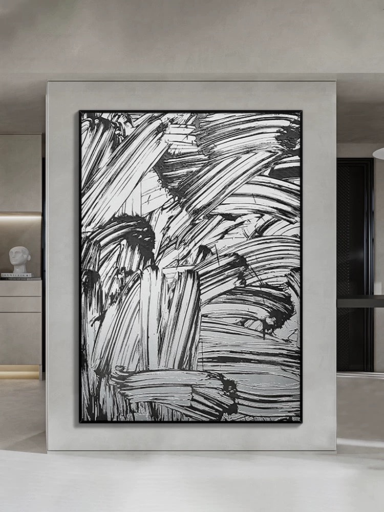 Luxurious Black and White Style Textured Painting