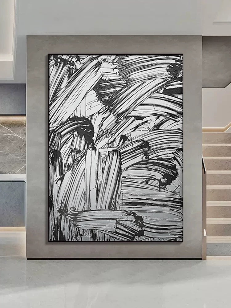 Luxurious Black and White Style Textured Painting