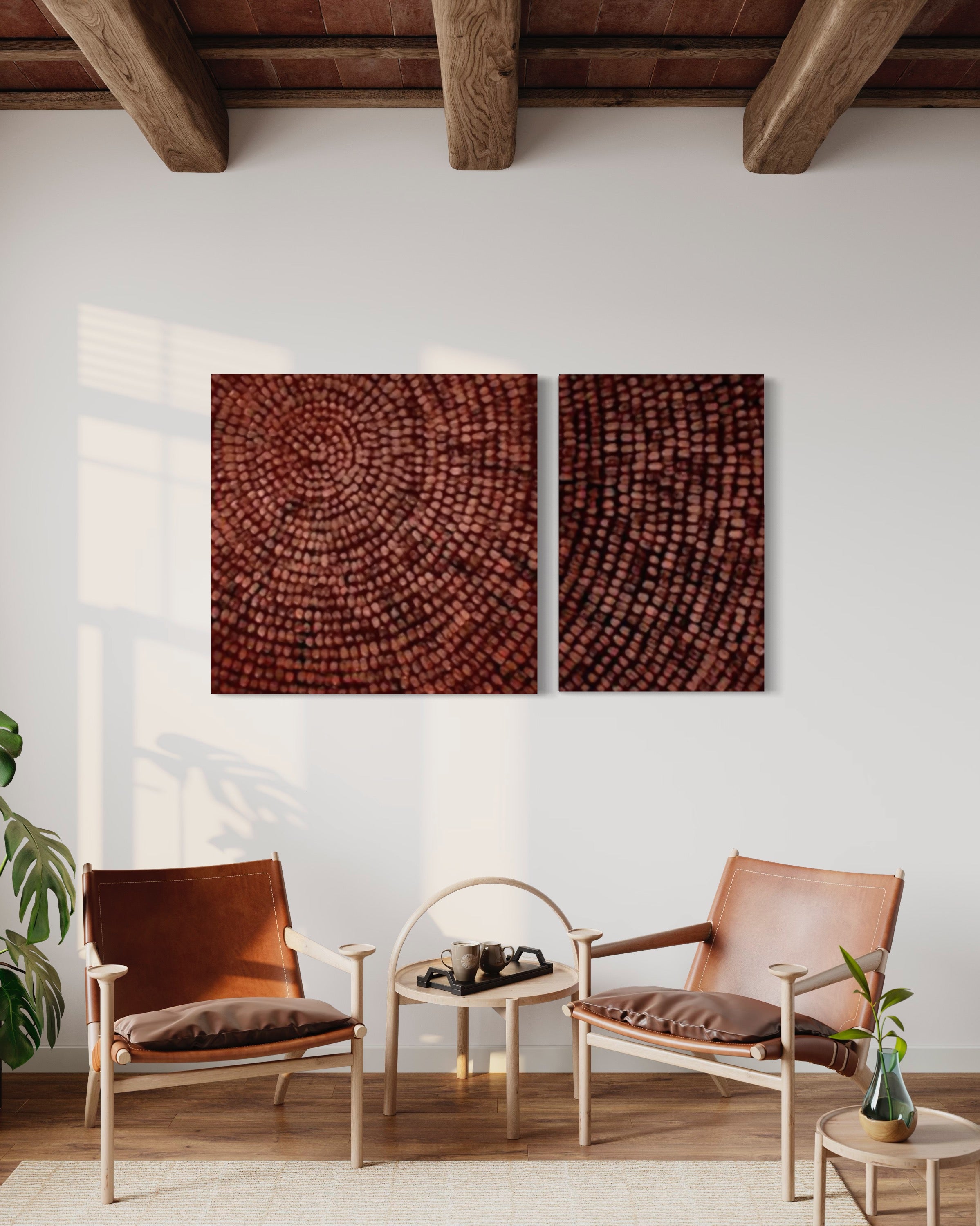 Crimson Masonry 2 Panel Art