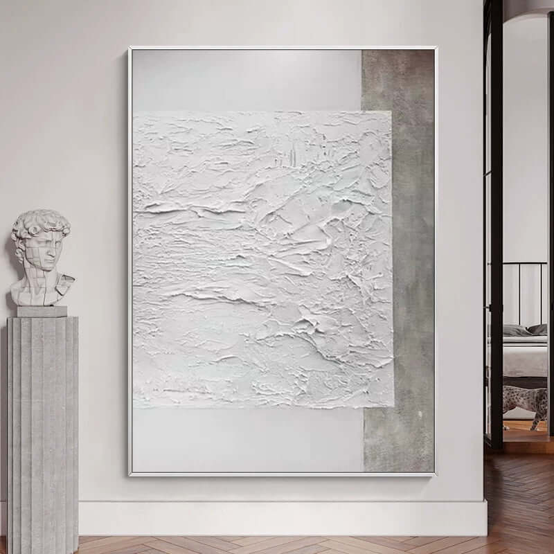 Beige and White Beach Textured Painting
