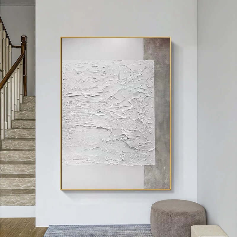 Beige and White Beach Textured Painting