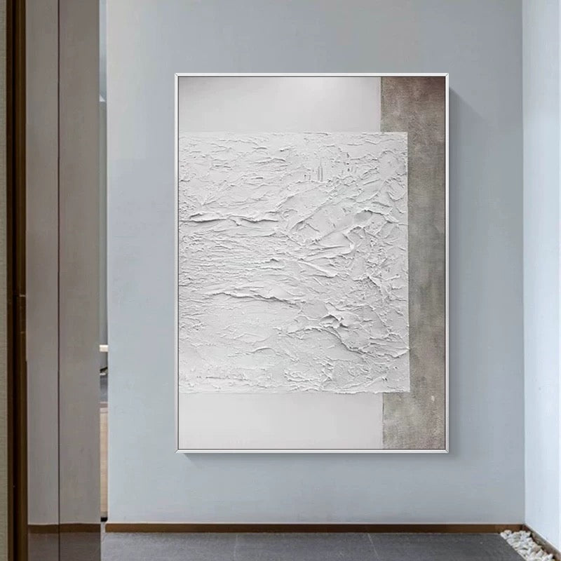 Beige and White Beach Textured Painting