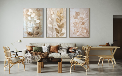 Autumn Leaves Triptych - Hand Painting