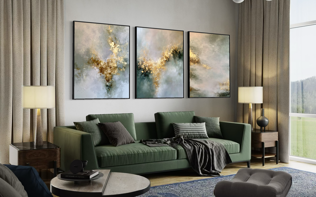 Golden Mystery Triptych - Hand Painting