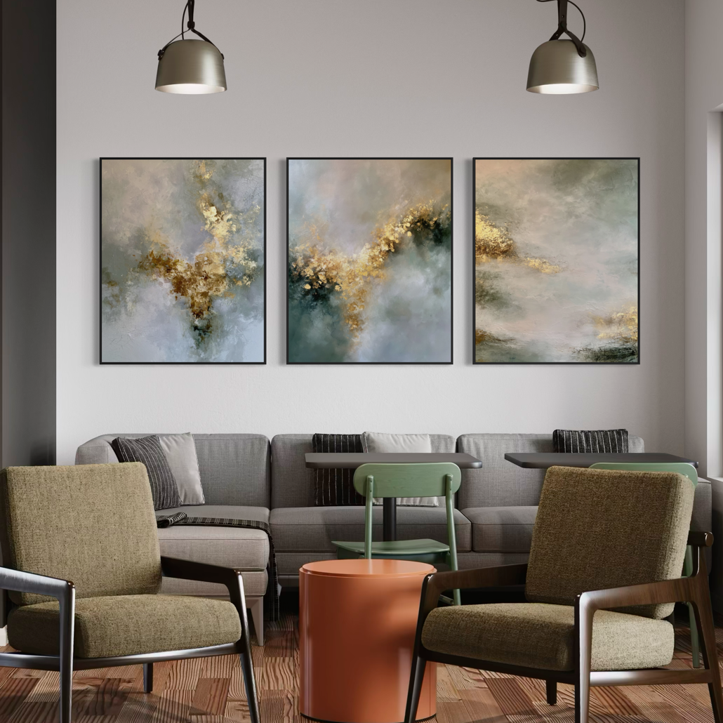 Golden Mystery Triptych - Hand Painting