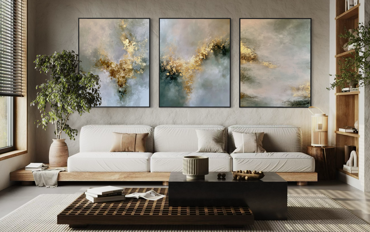 Golden Mystery Triptych - Hand Painting