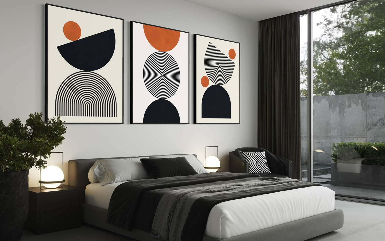 Lines and Circles Triptych 