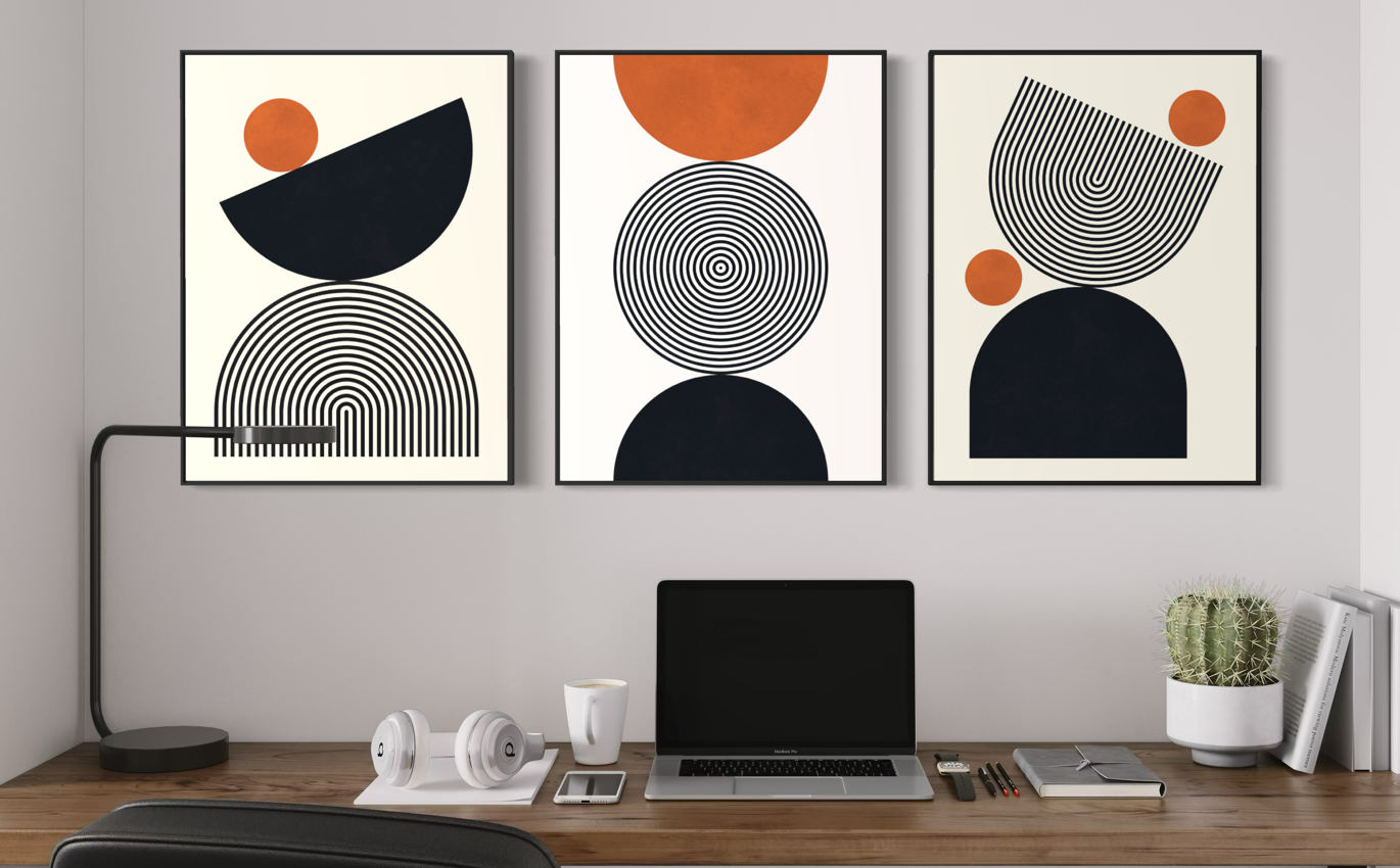 Lines and Circles Triptych 