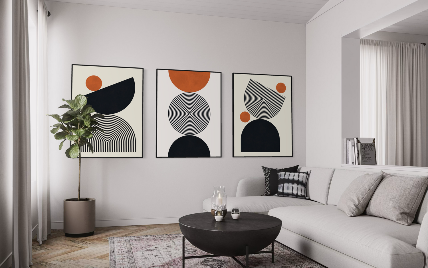 Lines and Circles Triptych 