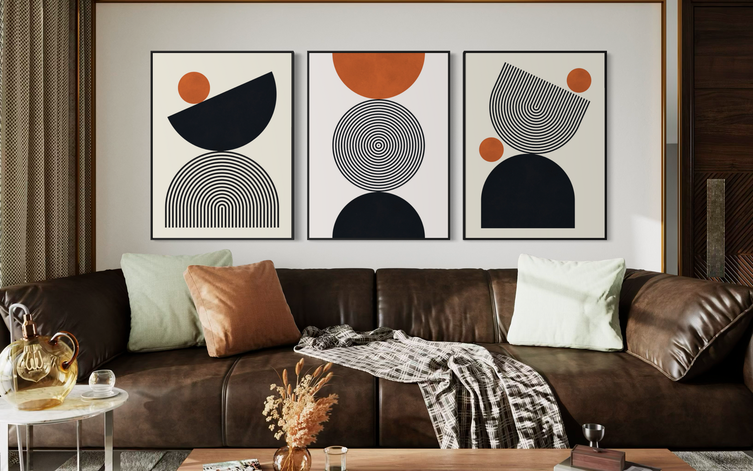 Lines and Circles Triptych 