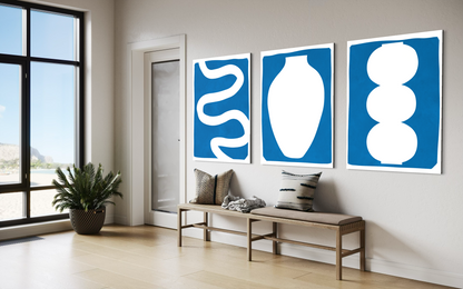 Vase and Lines Triptych - Hand Painting