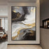 Black and White Golden Flow Textured Wall Art - Hand Painting