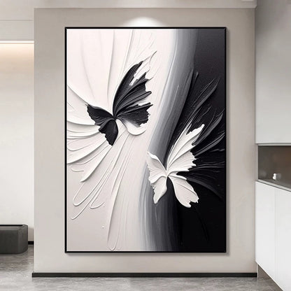 Black and White Butterflies Textured Wall Art