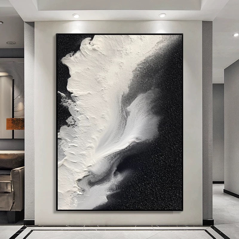 Black and White Abstract Textured Art