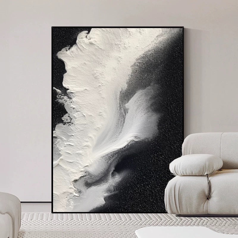 Black and White Abstract Textured Art