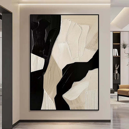 Black Brown Beige and White Geometric Texture - Hand Painting