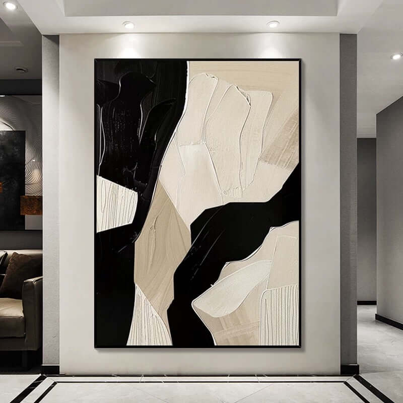 Black Brown Beige and White Geometric Texture - Hand Painting 