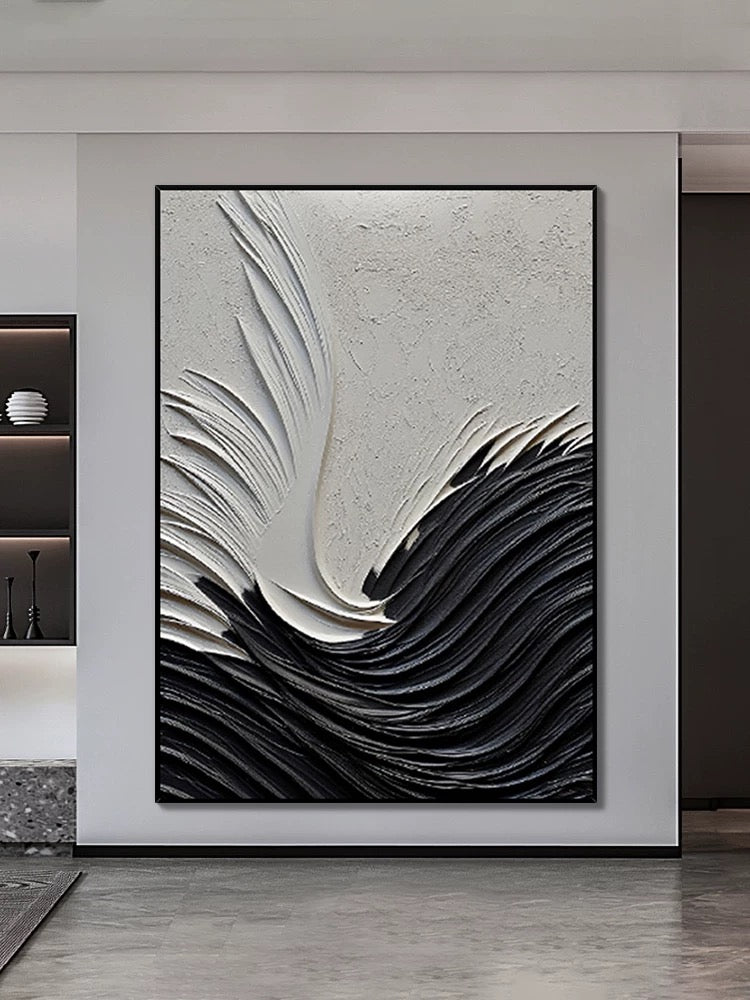 Black and Dark Cream Textured Painting