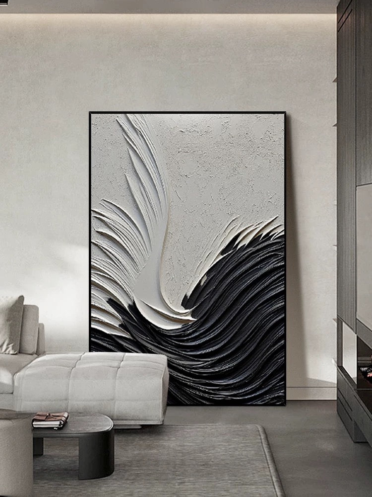 Black and Dark Cream Textured Painting