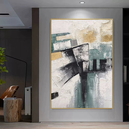 Turquoise and Black Abstract Art Painting