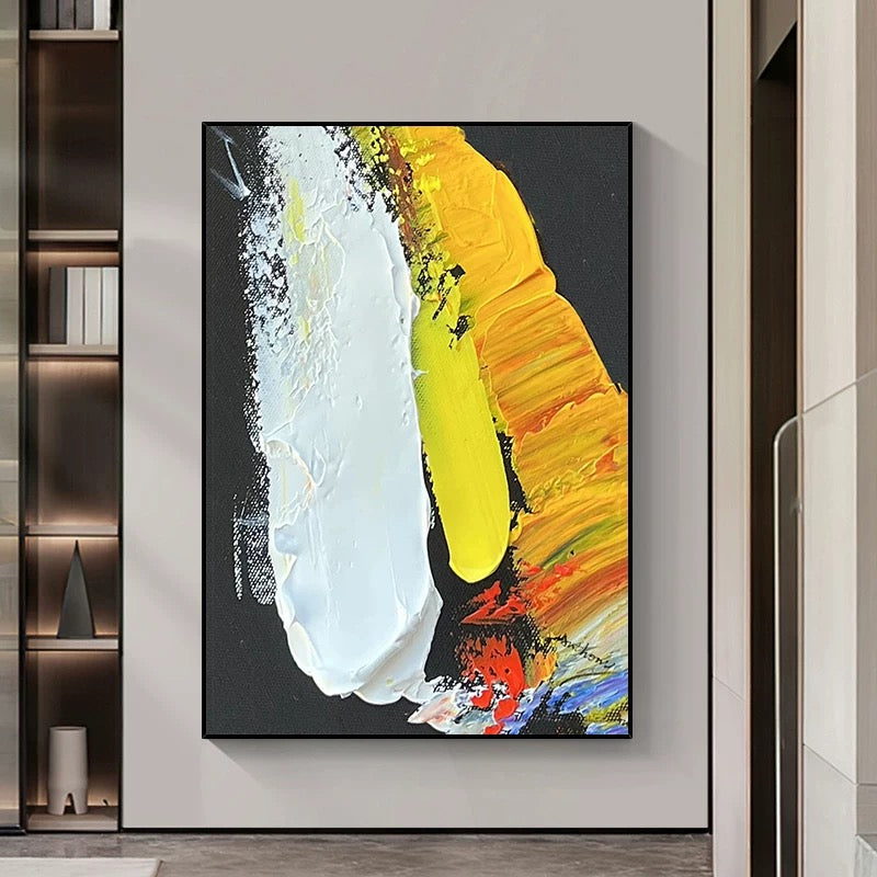 Yellow and Multicolor Textured Painting