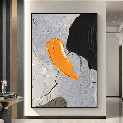 Black Orange Cream Textured Painting