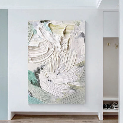 Heavy White and Turquoise Painting