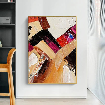 Multicolor and Red Wine Color Textured Painting