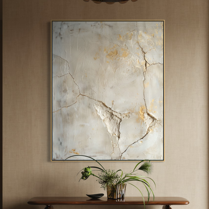 Golden Cracked Earth Arte e dipinti murali verticali