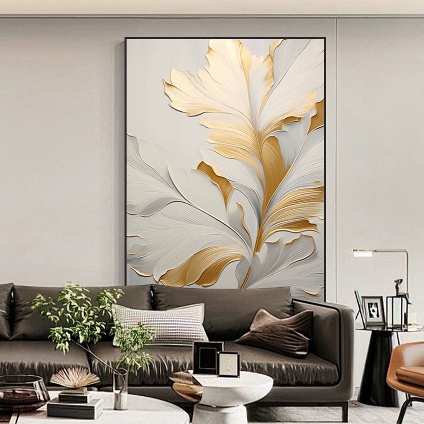 Golden Floral 2 Canvas Wall Art