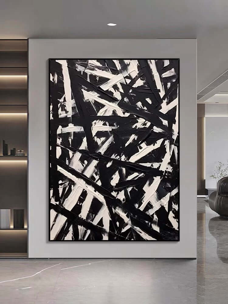 Black and Cream Messed Up Texture Wall Art at Kline Collective