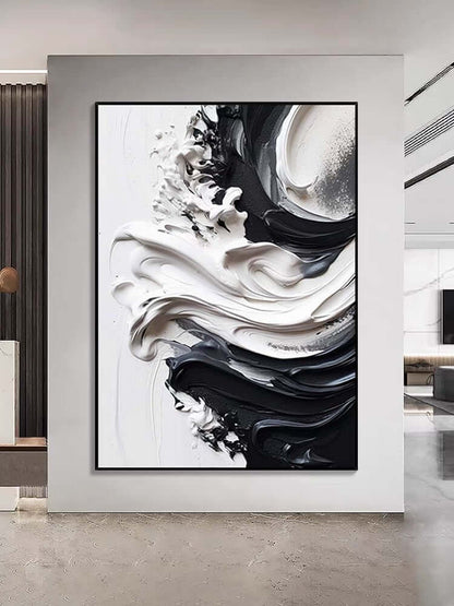 Black and Heavy White Texture - Hand Painting