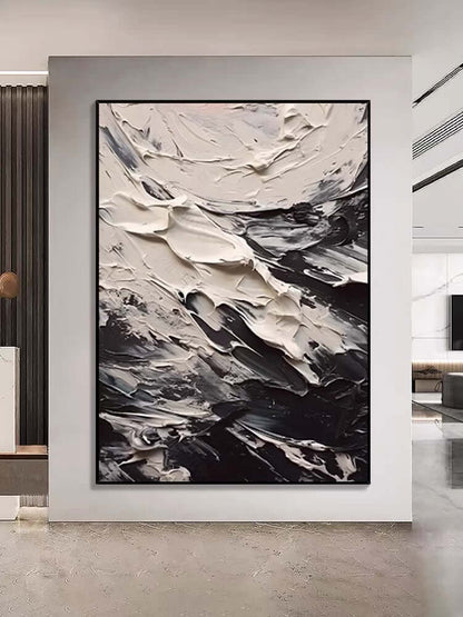 Black and Cream Textured Seascape - Hand Painting
