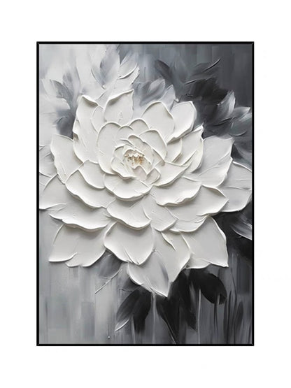 Black and White Floral Heavy Textured