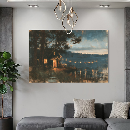 Cabin at Dusk - Hand Painting